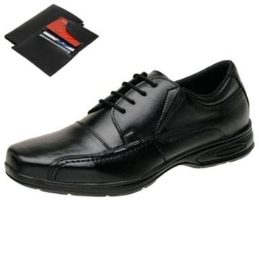 Imagem de Sapato Social Preto Esporte Fino Cadarço Com Carteira-Masculino