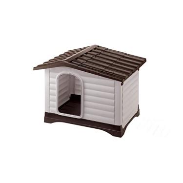 Imagem de Canil para cães Ferplast, Casinha para cães de pequeno porte, Lateral com abertura, Sistema de drenagem, Grade de ventilação, 73 x 59 x 53 cm. Canil DOGVILLA 70