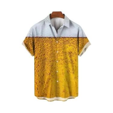 Imagem de Camisa Masculina De Verão Com Estampa 3D Para Festival De Cerveja, Est