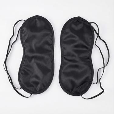 Imagem de Máscara de dormir confortável com bloqueio de luz para viagem para casa e relaxamento com design blackout de cobertura total em preto, duas peças