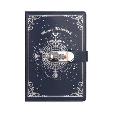 Imagem de Caderno Com Fecho De Senha Em PU Dourado E Prateado, 100 Folhas, 200 P