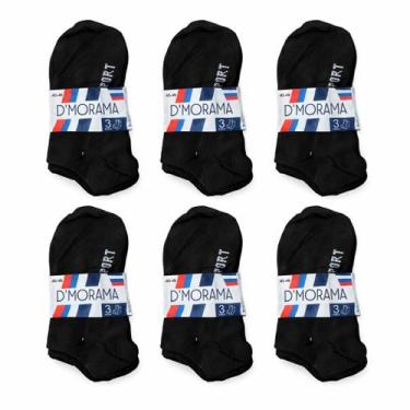 Imagem de Kit 18 Pares Meia Preta Poliéster Elastano Soquete Cano Curto Adulto M