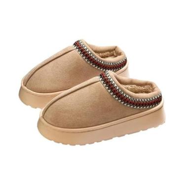 Imagem de Chinelos Femininos De Inverno Com Interior De Pelúcia, Sola Antiderrap