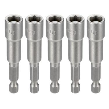 Imagem de HARFINGTON 5 peças de broca de porca soquete métrico de 8 mm haste sextavada de 1/10.2 cm (65 mm), soquetes magnéticos de 6 pontos de troca rápida, conjuntos de parafusos de aço Cr-V para furadeiras