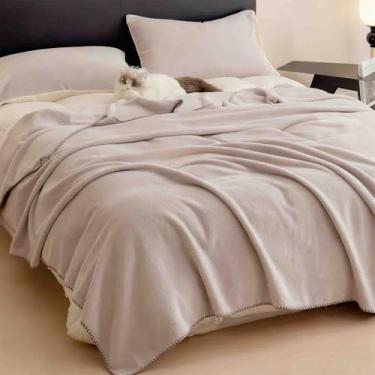 Imagem de JUSHZ Cobertor de lã e mantas fofas para cama cachecol adulto longo casal solteiro para sofá inverno lençóis de cama outono inverno grosso e quente (cinza, 200 x 230 cm)