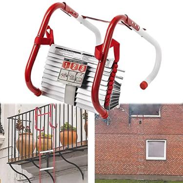 Imagem de Escada de emergência para escadas de incêndio, escada de corda de 80 m para 2 a 6 andares, degraus antiderrapantes, uso interno/externo, capacidade de peso de 453 kg, ferramenta de evacuação segura