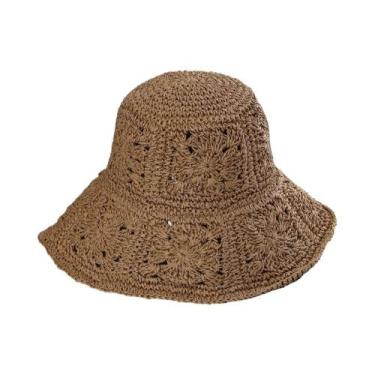 Imagem de Chapéu De Palha Feminino De Verão Com Proteção UV, Chapéu De Praia Dob