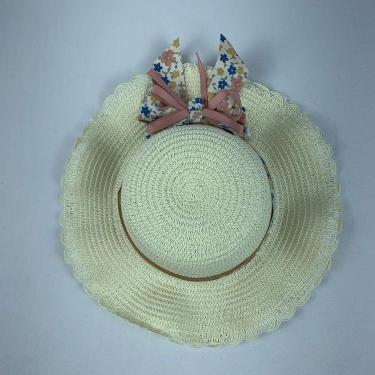 Imagem de Chapéu Infantil Menina De Palha Sintética Com Laçinho Moda Verão marfim