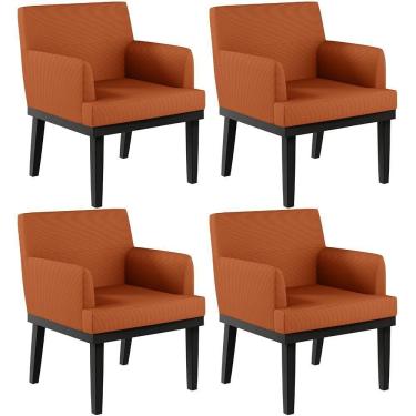 Imagem de Kit 04 Poltronas Decorativas Sala De Estar Base Preto Beatriz W01 Tecido Terracota - Lyam Decor
