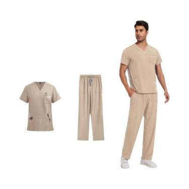 Imagem de Conjunto De Camiseta De Manga Curta Com Decote Em V E Calças Retas Uni