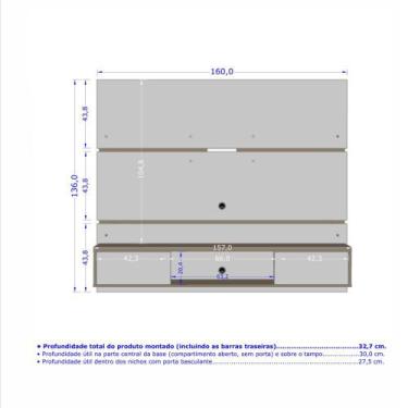 Imagem de Painel TV Ambar Sala 65 Polegadas - Móveis Bechara, Cinamomo/Off White