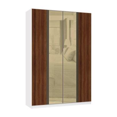 Imagem de Guarda Roupa 4 Portas 3 Gavetas 159,2 Cm Com Vidro Reflecta Bronze Prime Luciane Móveis