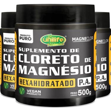 Imagem de Kit 3 Cloreto De Magnésio Hexahidratado P.A 500G Em Pó