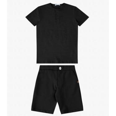 Imagem de Conjunto Camiseta com Bermuda Trick Nick Preto, 12, Preto