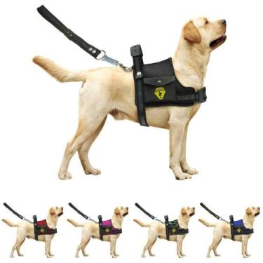 Imagem de Coleira Peitoral Para Cachorro Pet Com Bolso Guia Ajustável Reforçada 