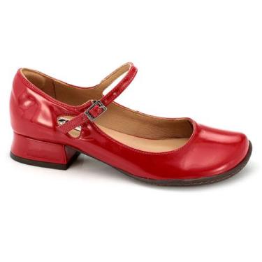 Imagem de Sapatilha Boneca Retrô em verniz Mary Jane Vermelho - ZPZ SHOES, 35