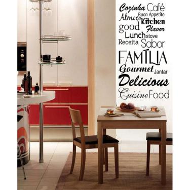 Imagem de Adesivo Decorativo De Parede Frase Cozinha Cafe Família