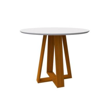 Imagem de Mesa de Jantar Redonda com Tampo de Vidro Vitoria Off White e Ype 100 