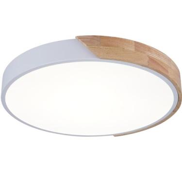Imagem de Luminária de Teto 40cm Plafon Luxo com Madeira Led 3 Cores - TGFSHOP, 
