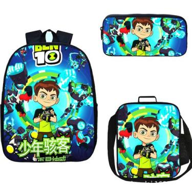 Imagem de Conjunto de mochilas Bens 10 Anime School, 3 peças com bolsa de ombro 