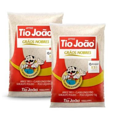 Imagem de Kit 2 Arroz Branco Tio João Grãos Nobres Tipo 1 Pacote de 1kg