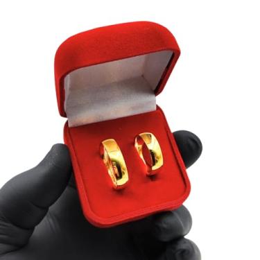Imagem de Par de Alianças de Casamento Noivado Premium 6mm Lisas Extra Luxo Banhada a Ouro 18k Original