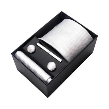 Imagem de Conjunto De Abotoaduras, Gravata E Lenço De Bolso Masculino Listrado R