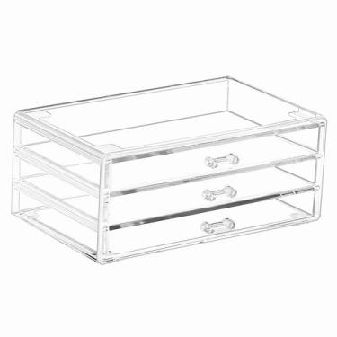 Imagem de Organizador de gavetas em acrílico Cq com 3 gavetas longas Clear - Cq 