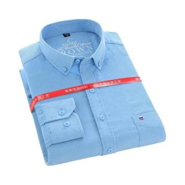 Imagem de Camisa De Corduroy Masculina plus Size 7XL 100% Algodão Manga Longa Ca