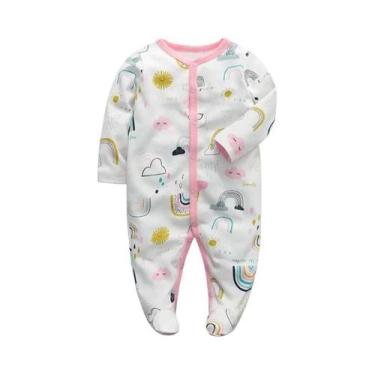 Imagem de Macacão De Algodão Macio Para Bebês Meninas E Meninos Com Mangas Longa