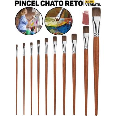 Imagem de Kit Profissional 11 Pincéis Tigre 141 P/ Pintura Decorativa Tela Artes