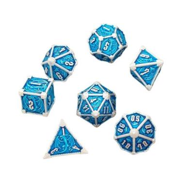 Imagem de Conjunto De Dados De Metal Artesanais Para RPG D20 D12 D10 D8 D6 D4 Pa