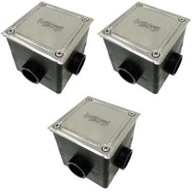 Imagem de Kit 3 Caixa De Passagem Base Quadrada E Tampa Inox Sodramar
