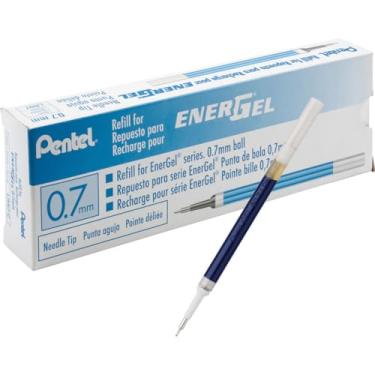 Imagem de Pentel Refil de tinta para caneta de gel líquido EnerGel (0,7 mm), ponta de agulha, tinta azul, 1 pacote (LRN7-C)