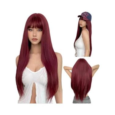 Imagem de Peruca Sintética Preta De 26 Polegadas Lisa Para Halloween, Cosplay E 