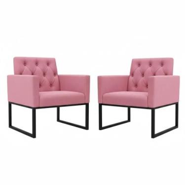 Imagem de Kit 2 Poltronas para Recepção Thais com Base de Ferro Preto Resistente