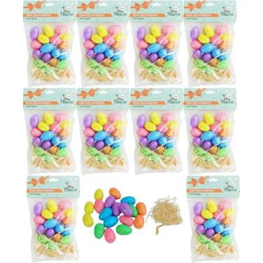Imagem de Kit 10 Pct C/18 Ovinhos de Páscoa Para Decoração Palha Ovos - Wincy