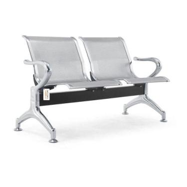 Imagem de Cadeira Longarina Sem Estofado Cromada 2 Lugares - Mak Decor