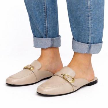 Imagem de Mule Feminino Bico Quadrado Sapatilha Rasteira Sapato Confortável Cor: