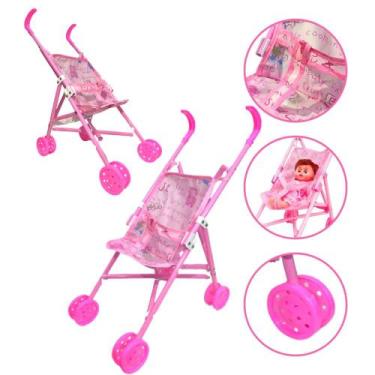 Imagem de Brinquedo Infantil Carrinho para Boneca Princesa Rosa - TOYS 2U