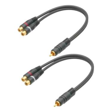 Imagem de Kit 2 cabo y rca preto 2f 1m permak ouro para som automotivo