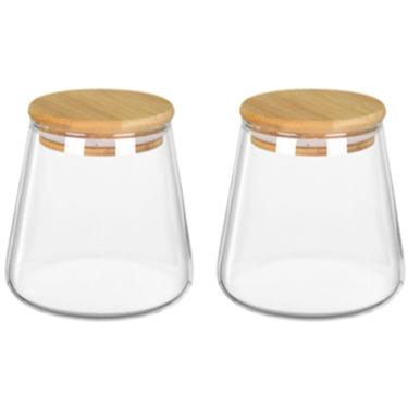 Imagem de KIT 2 POTE MANTIMENTOS HOME&CO COM TAMPA BAMBU BOROSSILICATO 550ml 10x8x8