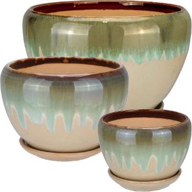 Imagem de Kit 3 Cachepô Vaso Planta Decorativo Home&Co Cerâmica Bege