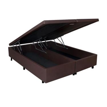 Imagem de Cama Baú Casal Queen Bipartido Blindado Suede 158x198x41