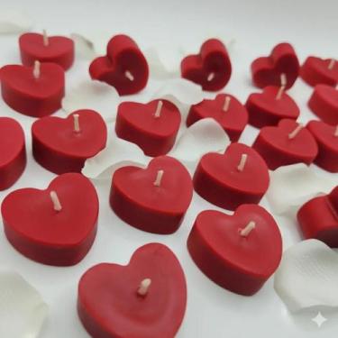 Imagem de Kit 25 Velas Formato Coração Flutuantes Bodas Jantar Romântico Rechaud