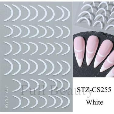 Imagem de Adesivo de Unhas stz-c para Decoração Linha Francesa 3D Gradiente Azul Rosa Roxo Verde OEM