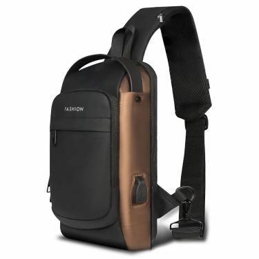 Imagem de Mochila de Ombro OEM PX3-preto com Bronze Transversal Compacta 30x16x9cm Preto Resisten...