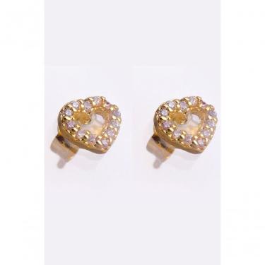 Imagem de Brinco Coração Cristal Banhado Em Ouro 18k [f027]