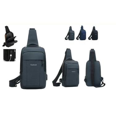 Imagem de Mochila de Peito Oem Masculina à Prova D'água com Trava de Código Usb em Pu para Notebo...