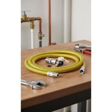 Imagem de Kit Mangueira Flexível 1,5m Gás + Adaptador - Congratulations Store